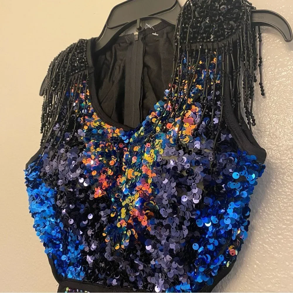 Glamour Adult Small Competition Dance Costume Sequin Jumpsuit Jazz Musical Theat